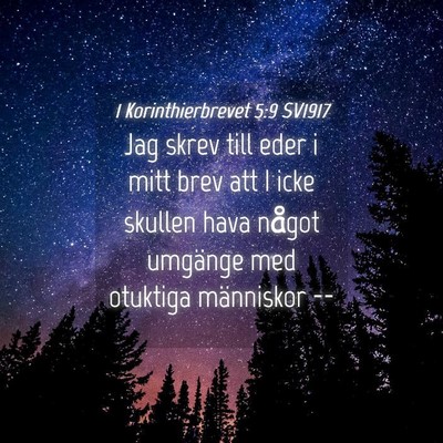 Picture 04 - 1 Korinthierbrevet 5:9 SV1917 - Jag skrev till eder i mitt brev att I icke - Bible Verse Picture