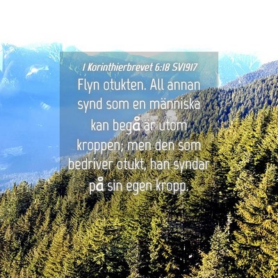 Picture 04 - 1 Korinthierbrevet 6:18 SV1917 - Flyn otukten. All annan synd som en människa kan - Bible Verse Picture