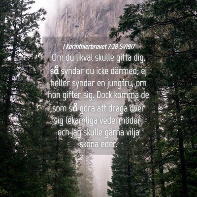 Picture 04 - 1 Korinthierbrevet 7:28 SV1917 - Om du likväl skulle gifta dig, så syndar du - Bible Verse Picture