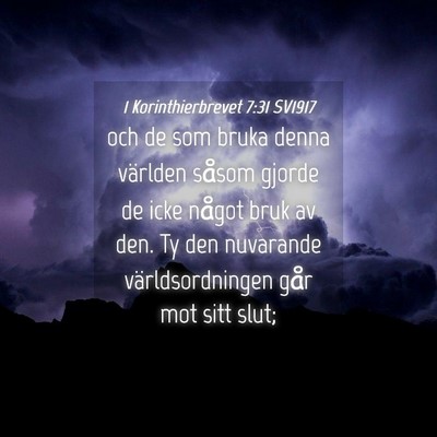 Picture 04 - 1 Korinthierbrevet 7:31 SV1917 - och de som bruka denna världen såsom gjorde de - Bible Verse Picture