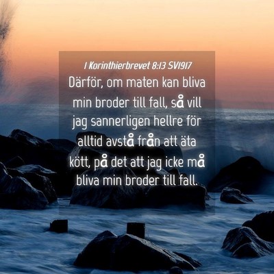 Picture 04 - 1 Korinthierbrevet 8:13 SV1917 - Därför, om maten kan bliva min broder till - Bible Verse Picture