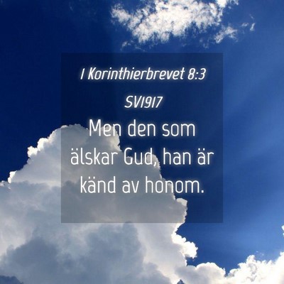 Picture 04 - 1 Korinthierbrevet 8:3 SV1917 - Men den som älskar Gud, han är känd av - Bible Verse Picture