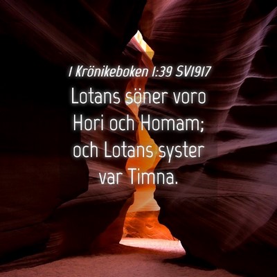 Picture 04 - 1 Krönikeboken 1:39 SV1917 - Lotans söner voro Hori och Homam; och Lotans - Bible Verse Picture