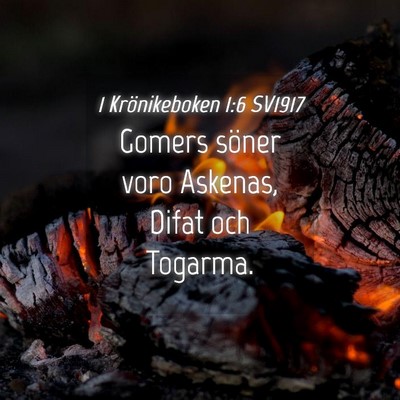 Picture 04 - 1 Krönikeboken 1:6 SV1917 - Gomers söner voro Askenas, Difat och - Bible Verse Picture