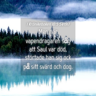 Picture 04 - 1 Krönikeboken 10:5 SV1917 - Men när vapendragaren såg att Saul var död, - Bible Verse Picture