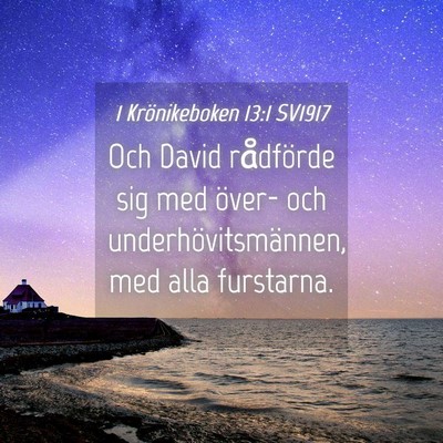 Picture 04 - 1 Krönikeboken 13:1 SV1917 - Och David rådförde sig med över- och - Bible Verse Picture