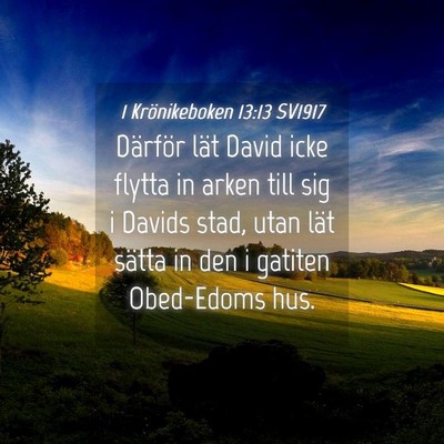 Picture 04 - 1 Krönikeboken 13:13 SV1917 - Därför lät David icke flytta in arken till sig - Bible Verse Picture