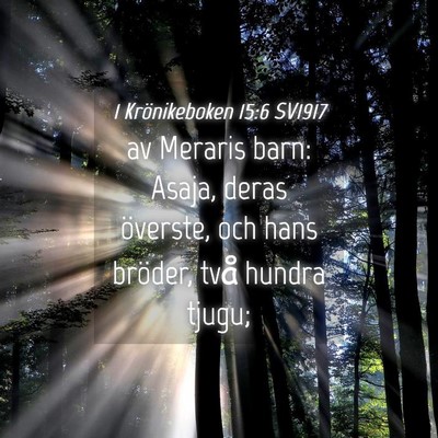 Picture 04 - 1 Krönikeboken 15:6 SV1917 - av Meraris barn: Asaja, deras överste, och hans - Bible Verse Picture