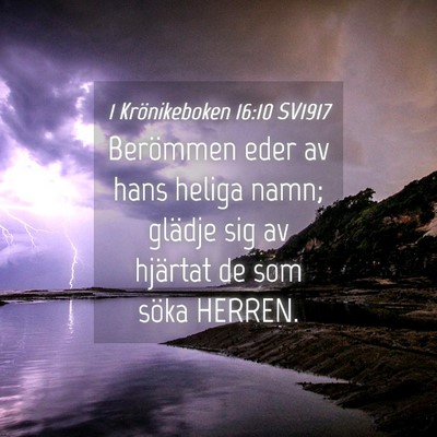 Picture 04 - 1 Krönikeboken 16:10 SV1917 - Berömmen eder av hans heliga namn; glädje sig - Bible Verse Picture