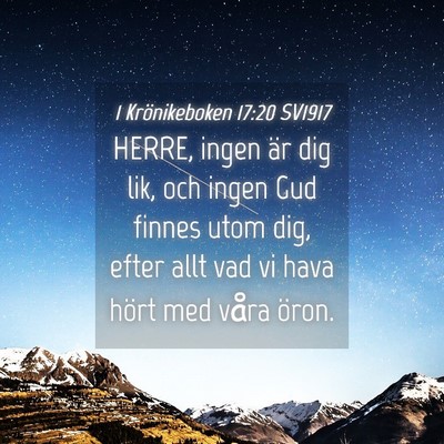 Picture 04 - 1 Krönikeboken 17:20 SV1917 - HERRE, ingen är dig lik, och ingen Gud finnes - Bible Verse Picture