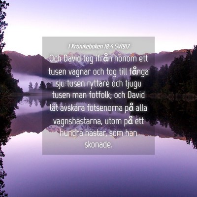 Picture 04 - 1 Krönikeboken 18:4 SV1917 - Och David tog ifrån honom ett tusen vagnar och - Bible Verse Picture