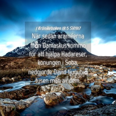 Picture 04 - 1 Krönikeboken 18:5 SV1917 - När sedan araméerna från Damaskus kommo för - Bible Verse Picture