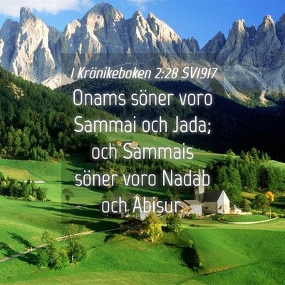 Picture 04 - 1 Krönikeboken 2:28 SV1917 - Onams söner voro Sammai och Jada; och Sammais - Bible Verse Picture