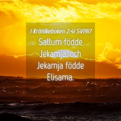 Picture 04 - 1 Krönikeboken 2:41 SV1917 - Sallum födde Jekamja, och Jekamja födde - Bible Verse Picture