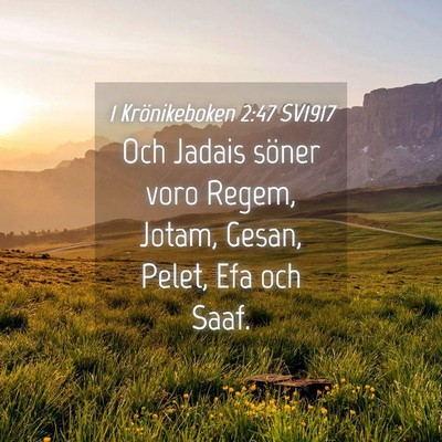 Picture 04 - 1 Krönikeboken 2:47 SV1917 - Och Jadais söner voro Regem, Jotam, Gesan, - Bible Verse Picture