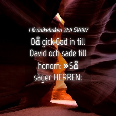 Picture 04 - 1 Krönikeboken 21:11 SV1917 - Då gick Gad in till David och sade till honom: - Bible Verse Picture