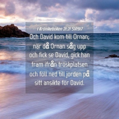Picture 04 - 1 Krönikeboken 21:21 SV1917 - Och David kom till Ornan; när då Ornan såg upp - Bible Verse Picture