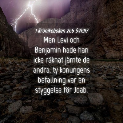 Picture 04 - 1 Krönikeboken 21:6 SV1917 - Men Levi och Benjamin hade han icke räknat - Bible Verse Picture