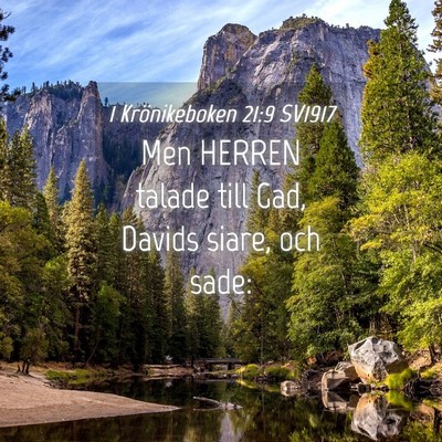 Picture 04 - 1 Krönikeboken 21:9 SV1917 - Men HERREN talade till Gad, Davids siare, och - Bible Verse Picture