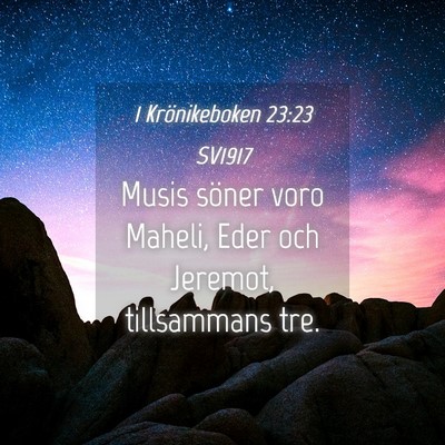 Picture 04 - 1 Krönikeboken 23:23 SV1917 - Musis söner voro Maheli, Eder och Jeremot, - Bible Verse Picture