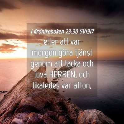 Picture 04 - 1 Krönikeboken 23:30 SV1917 - eller att var morgon göra tjänst genom att - Bible Verse Picture