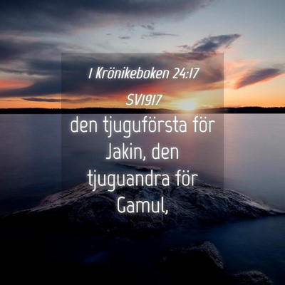 Picture 04 - 1 Krönikeboken 24:17 SV1917 - den tjuguförsta för Jakin, den tjuguandra för - Bible Verse Picture