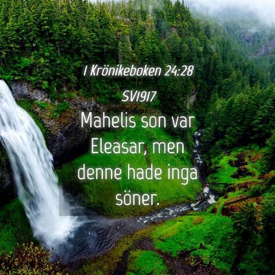 Picture 04 - 1 Krönikeboken 24:28 SV1917 - Mahelis son var Eleasar, men denne hade inga - Bible Verse Picture