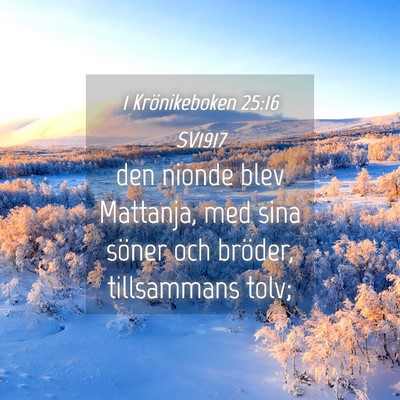 Picture 04 - 1 Krönikeboken 25:16 SV1917 - den nionde blev Mattanja, med sina söner och - Bible Verse Picture