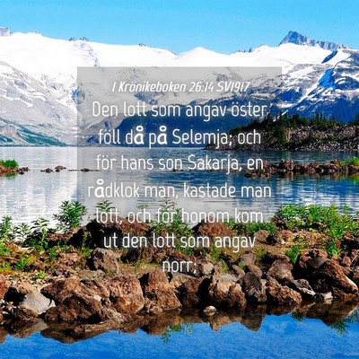 Picture 04 - 1 Krönikeboken 26:14 SV1917 - Den lott som angav öster föll då på Selemja; - Bible Verse Picture