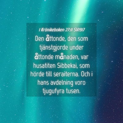 Picture 04 - 1 Krönikeboken 27:11 SV1917 - Den åttonde, den som tjänstgjorde under - Bible Verse Picture
