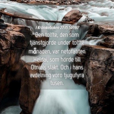 Picture 04 - 1 Krönikeboken 27:15 SV1917 - Den tolfte, den som tjänstgjorde under tolfte - Bible Verse Picture