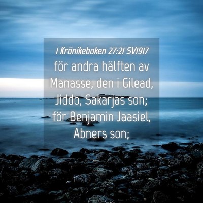 Picture 04 - 1 Krönikeboken 27:21 SV1917 - för andra hälften av Manasse, den i Gilead, - Bible Verse Picture