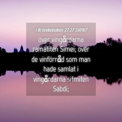 Picture 04 - 1 Krönikeboken 27:27 SV1917 - över vingårdarna ramatiten Simei; över de - Bible Verse Picture