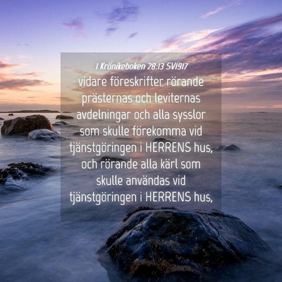 Picture 04 - 1 Krönikeboken 28:13 SV1917 - vidare föreskrifter rörande prästernas och - Bible Verse Picture