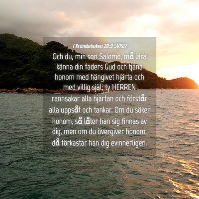 Picture 04 - 1 Krönikeboken 28:9 SV1917 - Och du, min son Salomo, må lära känna din - Bible Verse Picture