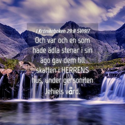 Picture 04 - 1 Krönikeboken 29:8 SV1917 - Och var och en som hade ädla stenar i sin ägo - Bible Verse Picture
