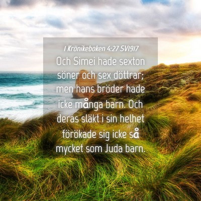 Picture 04 - 1 Krönikeboken 4:27 SV1917 - Och Simei hade sexton söner och sex döttrar; - Bible Verse Picture