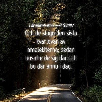 Picture 04 - 1 Krönikeboken 4:43 SV1917 - Och de slogo den sista kvarlevan av amalekiterna; - Bible Verse Picture