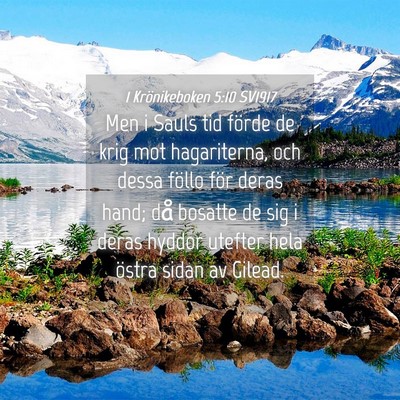 Picture 04 - 1 Krönikeboken 5:10 SV1917 - Men i Sauls tid förde de krig mot hagariterna, - Bible Verse Picture