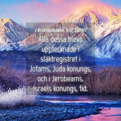 Picture 04 - 1 Krönikeboken 5:17 SV1917 - Alla dessa blevo upptecknade i släktregistret i - Bible Verse Picture