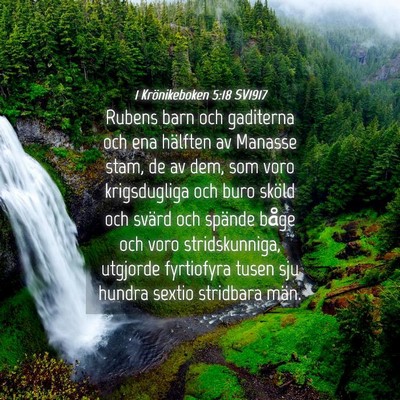 Picture 04 - 1 Krönikeboken 5:18 SV1917 - Rubens barn och gaditerna och ena hälften av - Bible Verse Picture