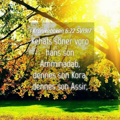Picture 04 - 1 Krönikeboken 6:22 SV1917 - Kehats söner voro hans son Amminadab, dennes son - Bible Verse Picture