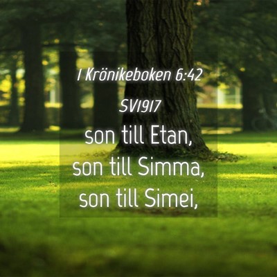 Picture 04 - 1 Krönikeboken 6:42 SV1917 - son till Etan, son till Simma, son till - Bible Verse Picture