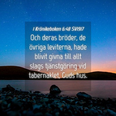 Picture 04 - 1 Krönikeboken 6:48 SV1917 - Och deras bröder, de övriga leviterna, hade - Bible Verse Picture