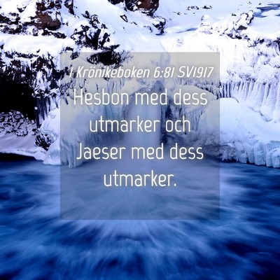 Picture 04 - 1 Krönikeboken 6:81 SV1917 - Hesbon med dess utmarker och Jaeser med dess - Bible Verse Picture