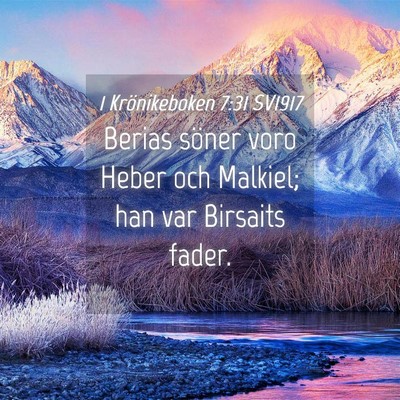 Picture 04 - 1 Krönikeboken 7:31 SV1917 - Berias söner voro Heber och Malkiel; han var - Bible Verse Picture