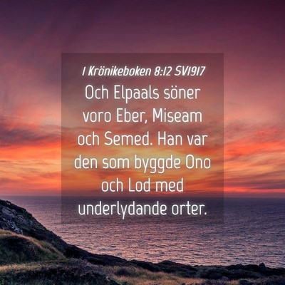 Picture 04 - 1 Krönikeboken 8:12 SV1917 - Och Elpaals söner voro Eber, Miseam och Semed. - Bible Verse Picture