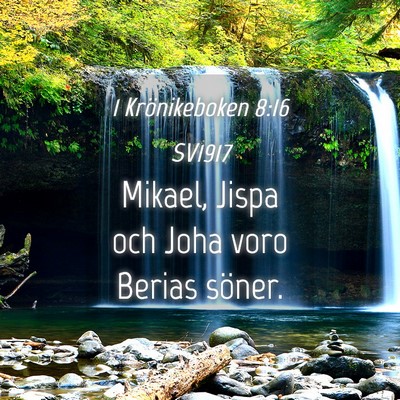 Picture 04 - 1 Krönikeboken 8:16 SV1917 - Mikael, Jispa och Joha voro Berias - Bible Verse Picture