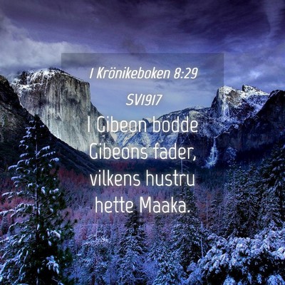 Picture 04 - 1 Krönikeboken 8:29 SV1917 - I Gibeon bodde Gibeons fader, vilkens hustru - Bible Verse Picture