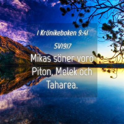Picture 04 - 1 Krönikeboken 9:41 SV1917 - Mikas söner voro Piton, Melek och - Bible Verse Picture